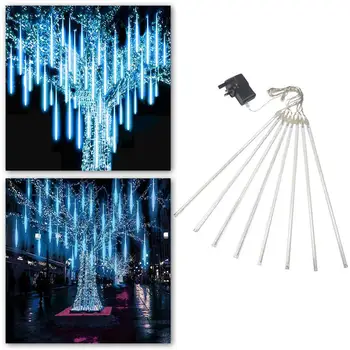 

Falling Animation LED 8 Tubes 18 LEDs Meteor Shower Icicle Solar Rain Garden Raindrop Waterproof Light Falling Lights Y4A6