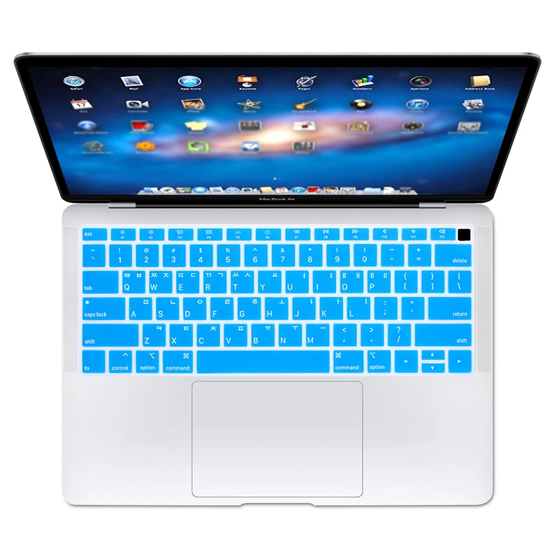 Silicone Laptop Korean Keyboard Cover Skin for MacBook Newest Air 13" Release A1932 with Retina Display - Цвет: Blue