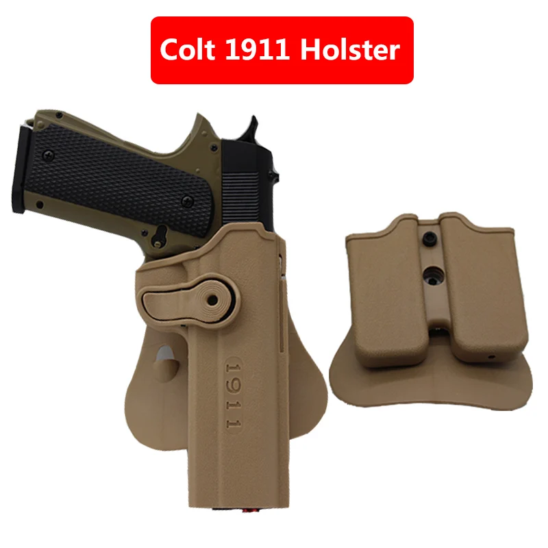 IMI Hunting Airsoft Colt Holster With Magazine Pouch for Colt 1911 Combat Tactical Military Gun Pistol Case Waist Black Sand