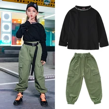 Детский танцевальный костюм в стиле хип-хоп детская одежда для уличных танцев для девочек современные джазовые костюмы для выступления, праздничная одежда SL2202