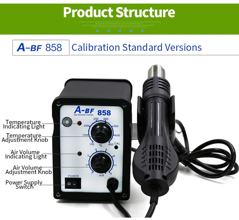 A-BF 858/858D фена паяльная станция цифровой дисплей умный свинцово-полностью разбирается сварочный стол инструмент для технического обслуживания