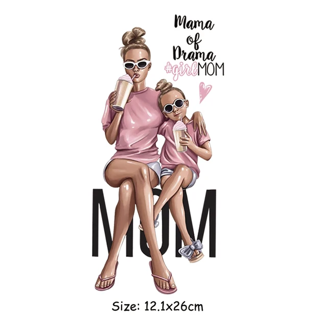 DIY Heat Transfer Patches Mom Girl Boy Printing Patches On Clothes Super Mom Dad Queen Stickers On T-shirt Dresses Jeans DZ596