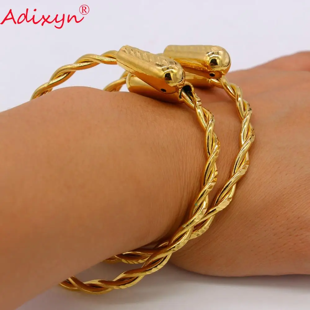 

Adixyn Gold Color Trendy Cuff Bangle for Women/Men Twisted Bracelet Middle East Wedding Bride jewelry N080814