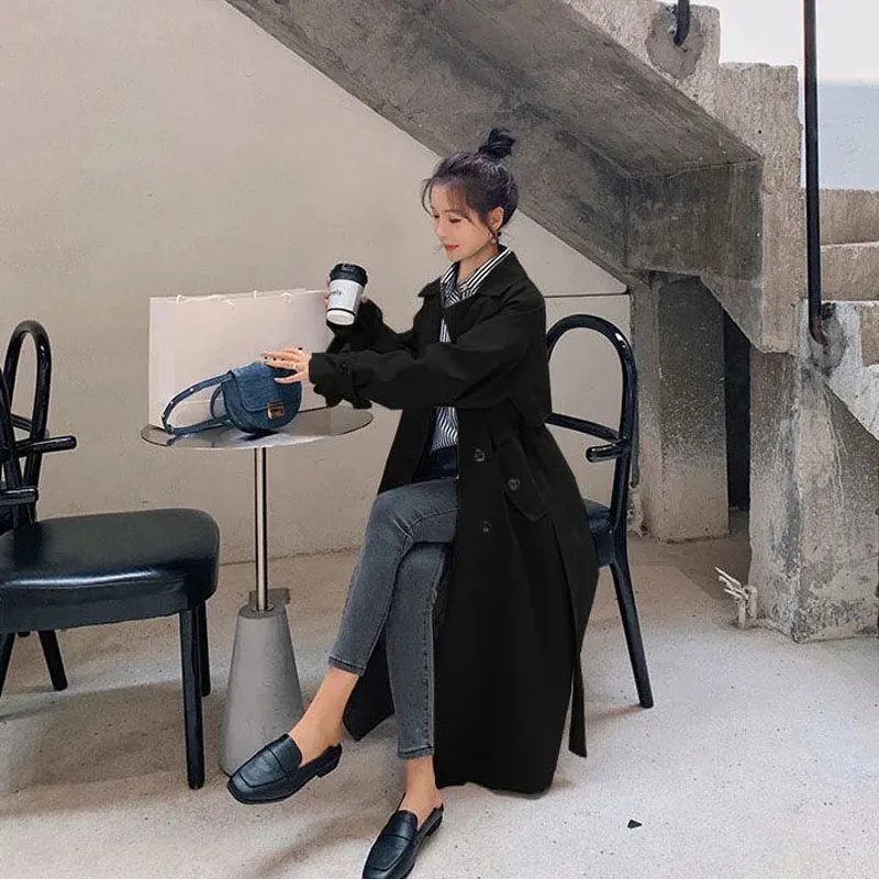 подклад Trench Coat Brown Drape Women 2024 Spring New Double breasted outwear Lady Popular Mid-Length Coat windbreaker with