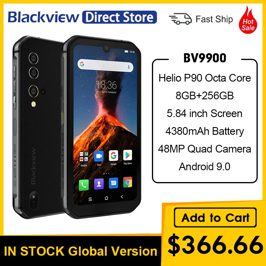 Blackview BV9900 Helio P90 Восьмиядерный 8 ГБ + 256 IP68 прочный мобильный телефон Android 9 0 48MP Quad Rear