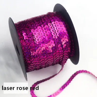 laser rose red 6 мм блестки полоски, сценическая одежда, обувь шторы украшения одежды DIY аксессуары 100 ярд - Цвет: laser rose red