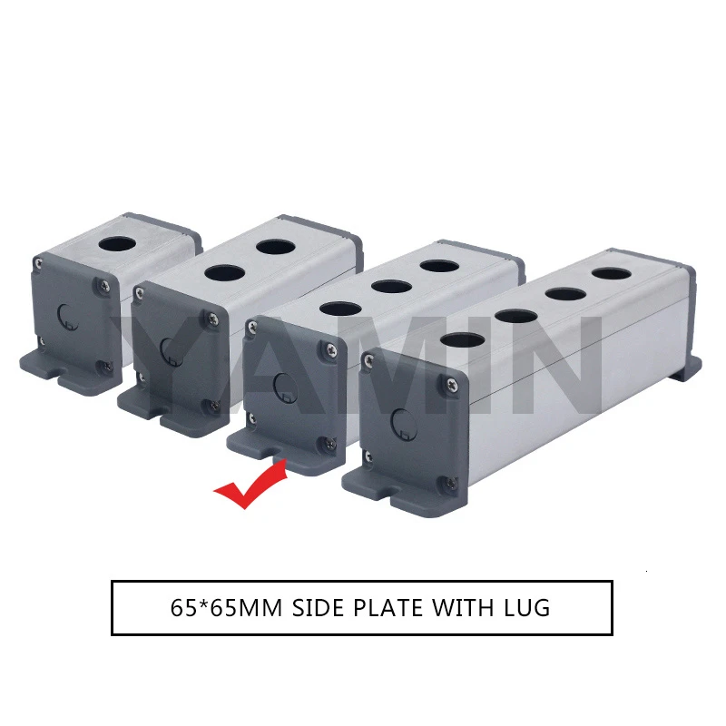 16/19/22mm Aluminium Alloy Protective Box For Metal Push Button Switch IP67 Waterproof Industrial 12/3/4 Holes Single Row - Цвет: 65MM ear 3 Hole