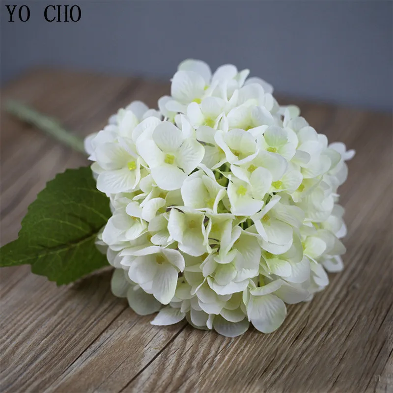 단일 지점 큰 수국 인공 꽃 모조 가짜 꽃 수국 꽃 웨딩 부케 파티 홈 장식 꽃