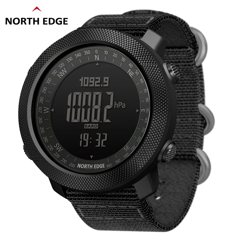 Мужские спортивные цифровые часы NORTH EDGE, водонепроницаемые армейские часы с компасом, альтиметром и компасом, 50 м Мужские спортивные цифровые часы NORTH EDGE, водонепроницаемые армейские часы с компасом, альтиметром и компасом, 50 м