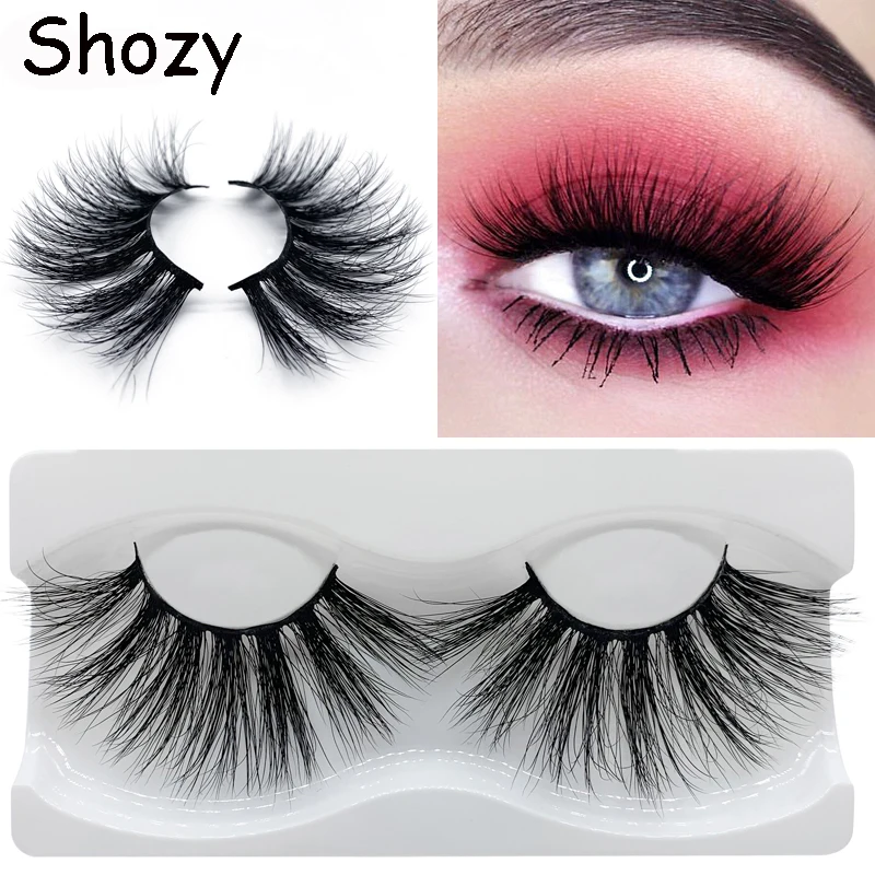 

Shozy 25MM Handmade Real Mink Eyelashes Crisscross 3D Mink Lashes Full Strip False Eyelashes for Makeup-E63