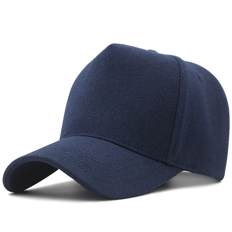 Men baseball cap high top wool big size basebal cap 5 panels man outdoors warm felt sport hat 56-60cm 60-65cm