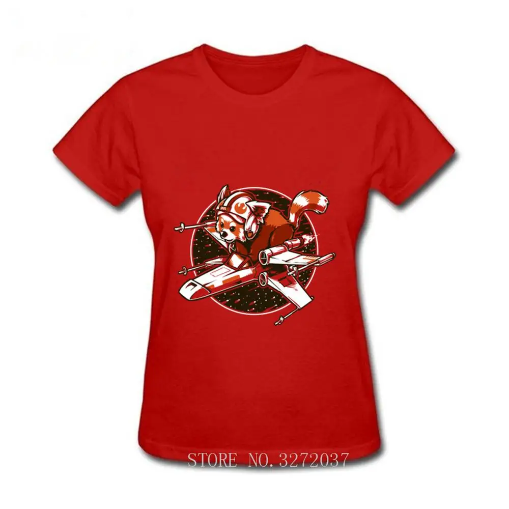 Red panda Standing By woMens Casual crew neck T Shirt 2019 Summer popularity 100%Cotton short sleeve ladys Tee | Женская одежда