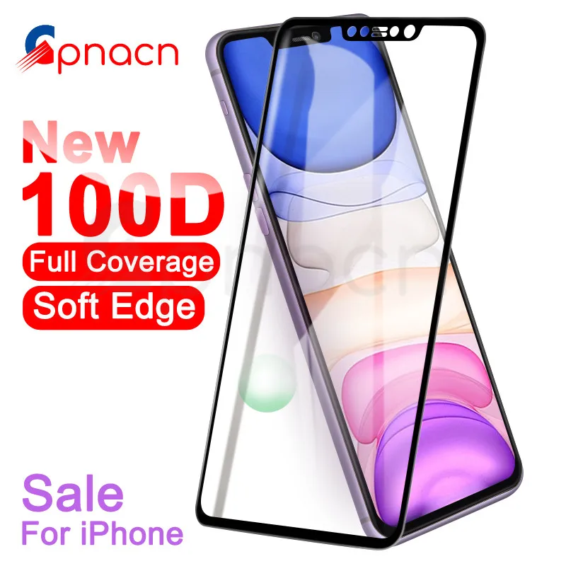 

100D Curved Full Cover Protective Glass on the For iPhone 7 8 6S Plus Tempered Screen Protector iPhone 11 Pro X XR XS Max Glass