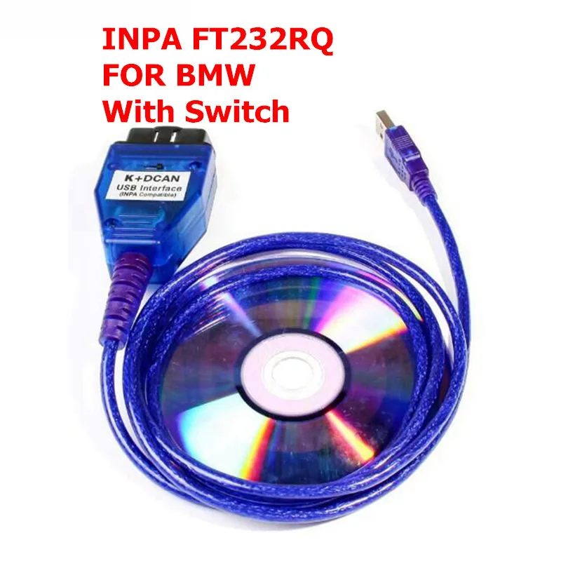 Для BMW INPA FTDI FT232RQ чип стабильный OBD2 Диагностический интерфейс USB совместимый K+ DCAN KCAN INPA для BMW серии - Цвет: BLUE RQ SW