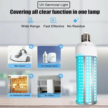 

E27 Corn Bulb Deodor Mites Killer Timing Air Cleaning Home Office Hotel LED UV Disinfection Lamp 60W Germicidal Light Sterilizer