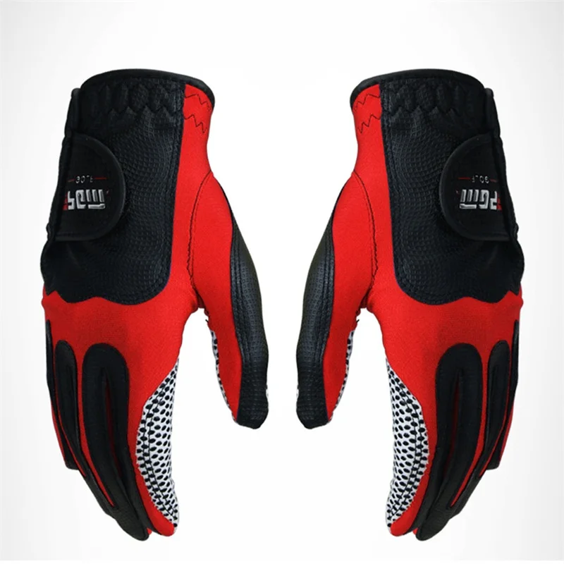 1pc black red PGM мужские перчатки из ткани для гольфа, перчатки для левой руки, женские противоскользящие аксессуары - Цвет: 1pc black red