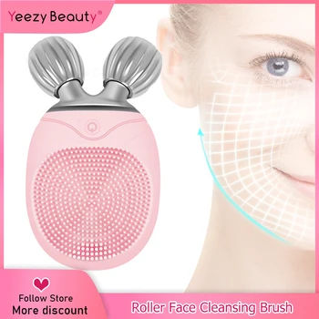 

Roller Face Cleansing Brush Face Lifting Electric Deep Clean Waterproof Silicone Facial scrubber Ultrasonic Vibration Massage
