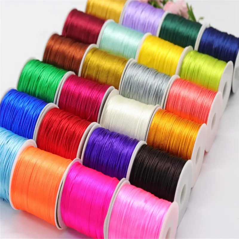 50Meters X 1MM Chinese Knot Rattail Satin Cord for Braided Macrame String Jewelry Findings Beading Rope 38 Colours