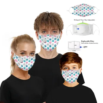 

Fashion Print Cotton Mask 1PC Dustproof Windproof Foggy Haze PM2.5 Mouth Mask With 2PC Gasket Face Mask Respirator Filter Masque