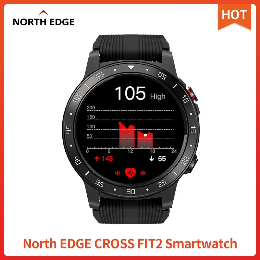 

North EDGE GPS Smart Watch FIT2 Men Compass Atmospheric Bluetooth Call Sports Watch Altitude Monitor Cross Fit 2 Smartwatch