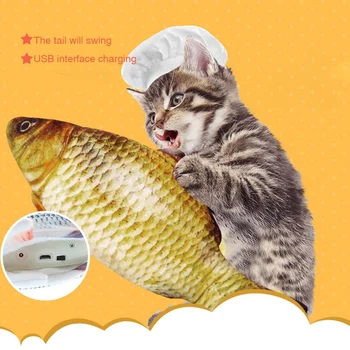 

New Fish Shape Cat Toy Interactive Gifts Fish Catnip Toys Stuffed Pillow Doll Simulation Fish Playing Toy For Pet USB Charging