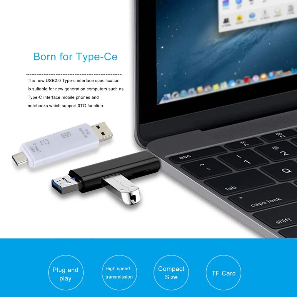5 in 1 USB 3.0 Type C / USB / Micro USB SD TF Memory Card Reader OTG Adapter Connector High Speed Memory Card Reader