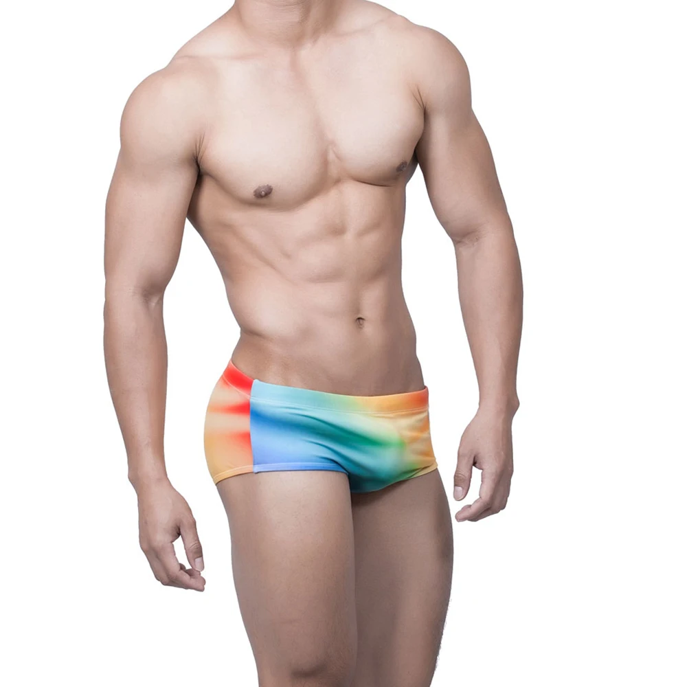 Summer Mens Swimming Trunks Sexy Low Waist Beach Board Surfing Swimwear Gradient Fashion Male Sport Quick Dry Bathing Swimsuits