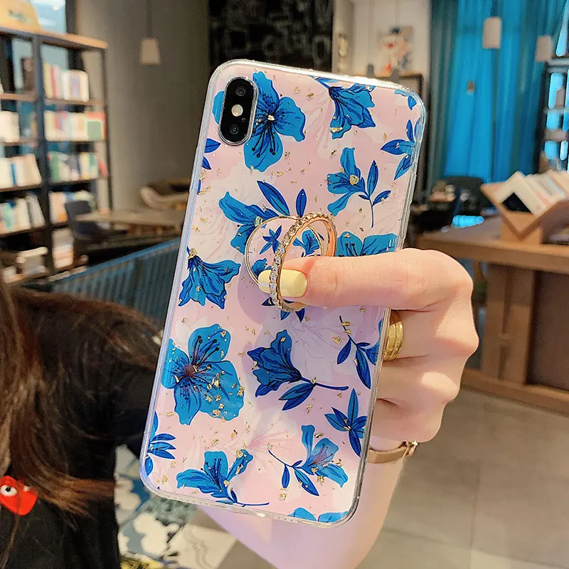 SoCouple кольцо из ТПУ чехол-держатель для iphone 7 8 6 6s plus чехол для iphone XR 11 Pro X Xs Max мраморный Золотой фольга кольцо держатель чехол