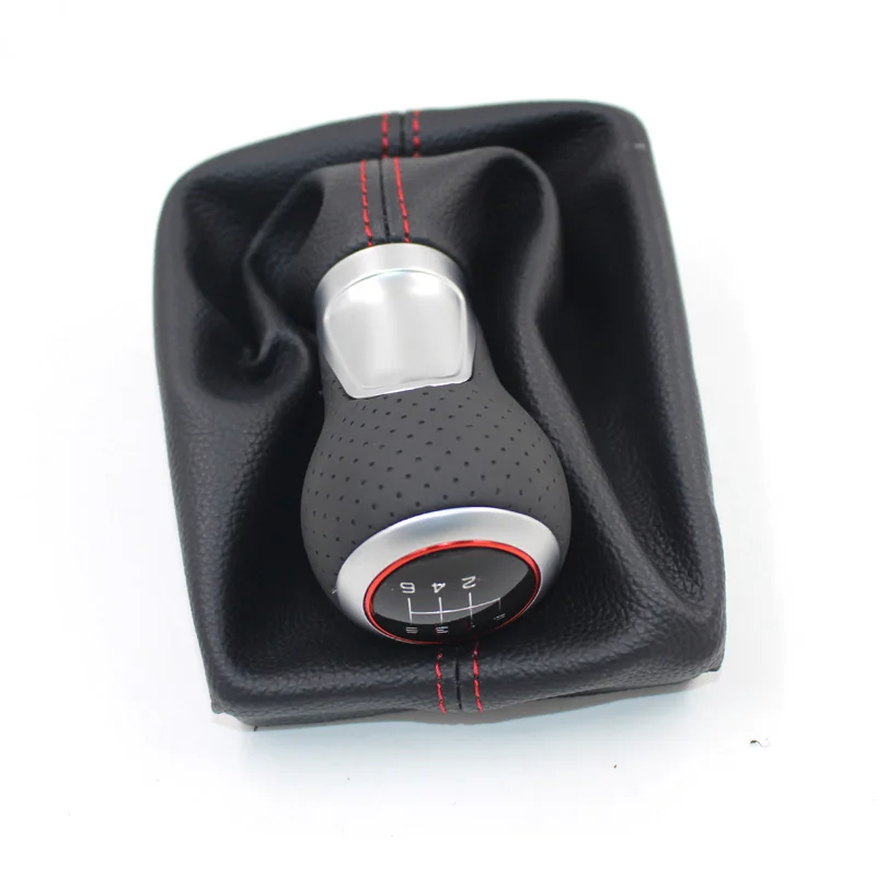 Per Audi A4 S4 B8 8K A5 8T Q5 8R S Line 07-15 Pomelli Del Cambio 5 Gear 6 Speed Leather Red Line Pomello Del Cambio Anello Rosso Cromato