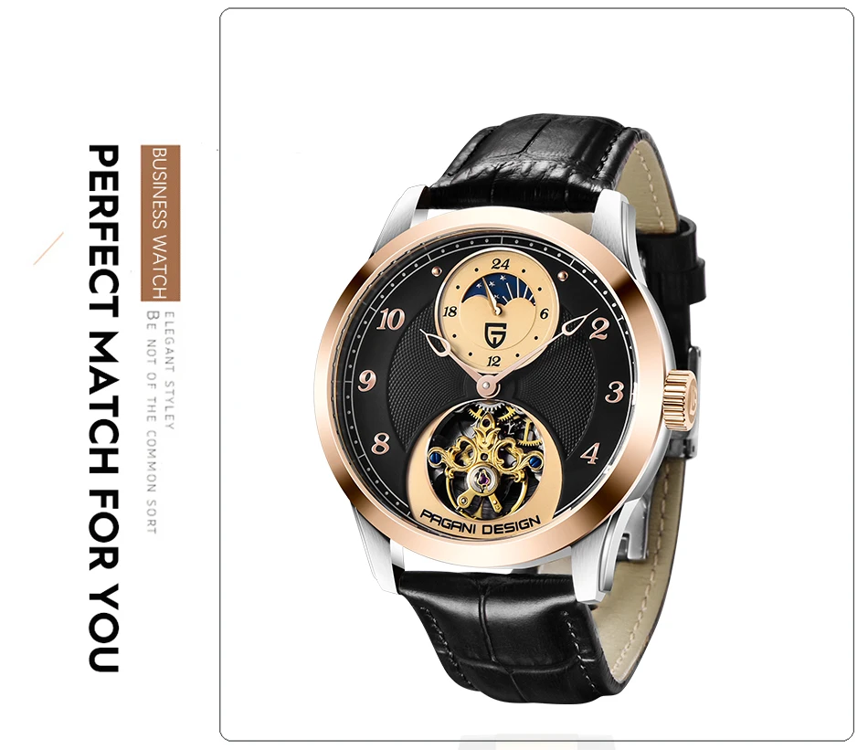 Men's Tourbillon Automatic Mechanical Moon Phase Wirstwatch 5 H3c58f5c8c80a4af48a6612a911a83085r