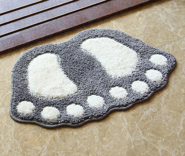 Foot Print Bath MatsNon-slip Bathroom CarpetMat Toilet Tapete Para BanheiroBathroom Rug Bath Pad CarpetsMicrofiber Mini Mats