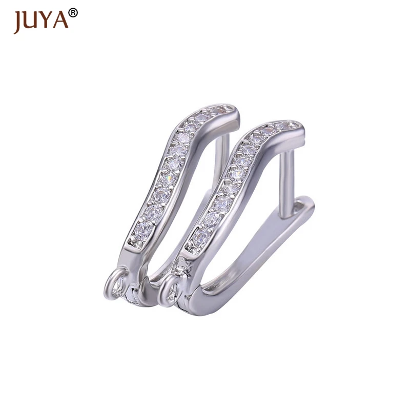 platinum Juya швензы Роскошные циркониевые серии шпильки для сережек ручной работы фиксаторы для серёжек крючки фурнитура для Аксессуары для ювелирных изделий швензы для сережек - Цвет: platinum