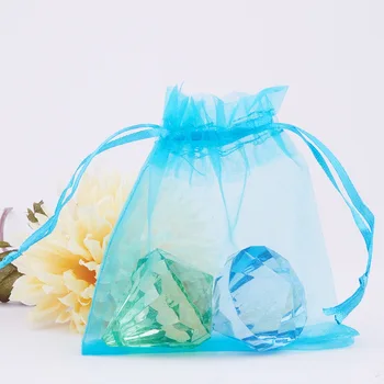 

1 Set Organza Bags with Ribbons Rectangle Drawstring Pouches Party Favor Bags