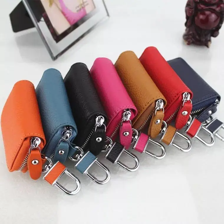 

Fashion leather car key chain zipper key bag Genuine Leather Keychain Men Women Key Holder Organizer Pouch