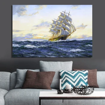 Seascape Sailboat Wall Art Painting Printed on Canvas 2