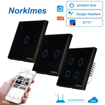 

EU UK Smart Wifi Wall Touch Light Switch 4 Gang 1 way 2 way Touch/WiFi/APP Remote Smart Home Controller Work with Alexa