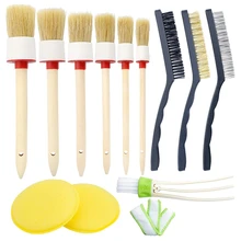 Автоматическая детальная кисть Набор 12 шт., очиститель автомобильный набор кистей, включая натуральную щетку для волос, ткань для мытья проволоки для очистки