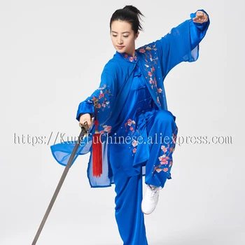 

Chinese Tai chi uniform Martial arts clothes Taiji garment Kungfu outfit Plum Embroidery for women men girl boy kids adults