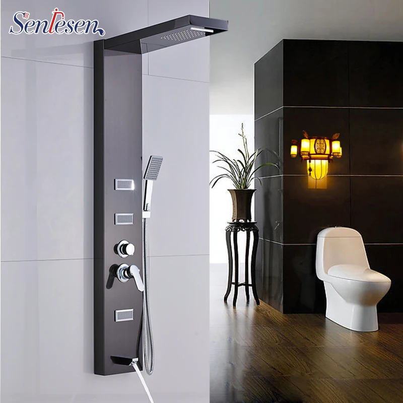 Senlesen Shower Faucet Panel with Plastic Handshower Wall Mounted Brushed Column &amp | Обустройство дома