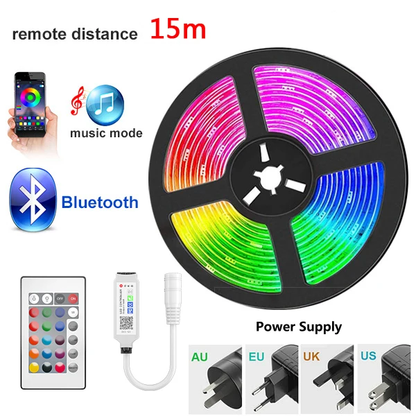 20M 30M 5050 WIFI RGB LED Strips Lights Bluetooth Luces Led Light RGB SMD 2835 Flexible Waterproof Tape Diode Control+Adapter Bluetooth control