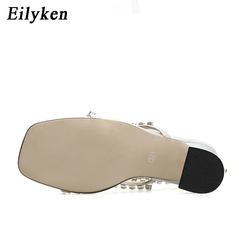 Eilyken Новая мода стразы женские босоножки на высоком каблуке; Соблазнительные туфли Пряжка на щиколотке босоножки с ремешками, с открытым носком, с украшением в виде кристаллов вечерние sandalia feminina