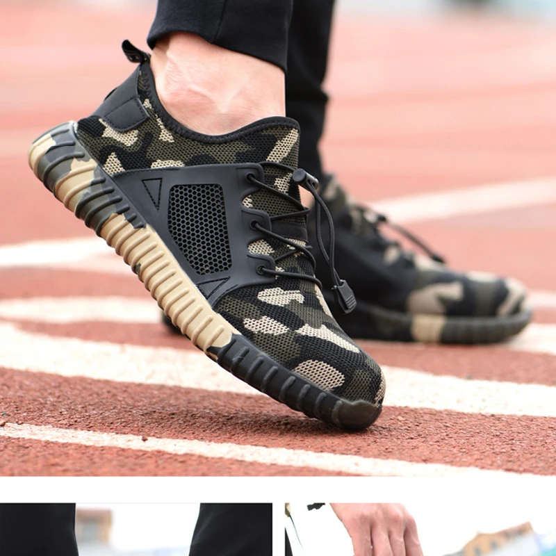 Высококачественная Безопасная рабочая обувь с носком из стали, Мужская Рабочая обувь, водонепроницаемые ПРОКАЛЫВАЮЩИЕ кроссовки, мужские военные камуфляжные армейские ботинки