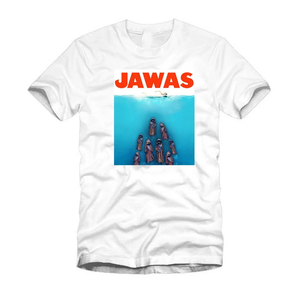 Jawas Jaws Funny Jaws Mashup Shirt Parody Cool White T Shirt Slogans