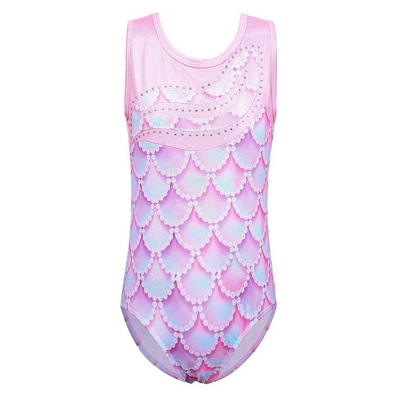 B182 MermaidPink BAOHULU/балетные трико для девочек без рукавов, розовые гимнастические трико, детские танцевальные костюмы для выступлений практичные боди - Цвет: B182 MermaidPink