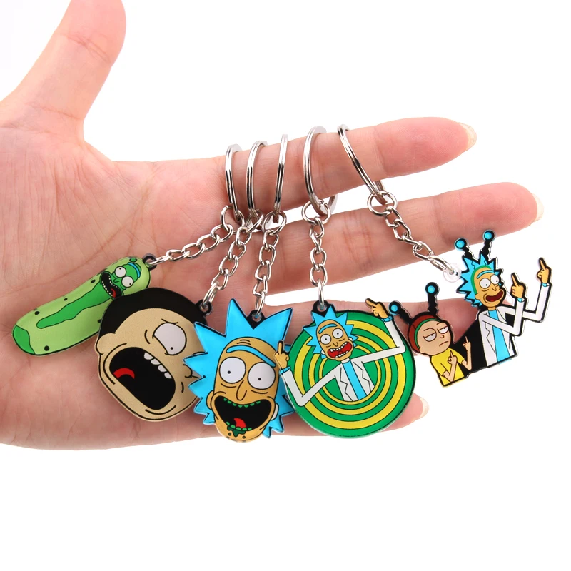 

Hot New Rick And Morty Keychain Women and Men Key Chain Cute Anime Cartoon Kids Key Ring Gift Porte Clef