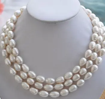 

Free Shipping 3 ROW huge 11-13mm Natural south sea baroque south sea white pearl necklace