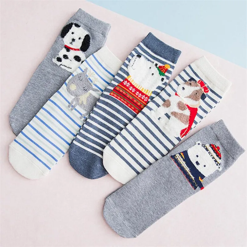 Высокое качество для женщин забавные носки с принтом 5 пар/упак. осень-зима красочные милые хлопковые носки, женская теплая шапка, арт коттоновые носки