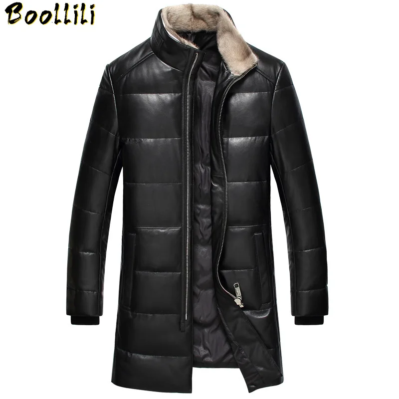 

Boollili 2020 Genuine Leather Jacket Men Winter Sheepskin Coat Mens Real Mink Fur Collar Down Jackets Cuero Genuino