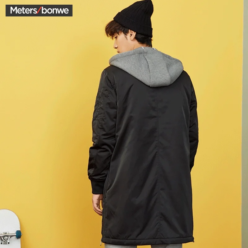 Metersbonwe, Длинная Верхняя одежда для мужчин, зимний Тренч, модный тренд, Повседневная утолщенная теплая хлопковая стеганая одежда, тонкие пальто