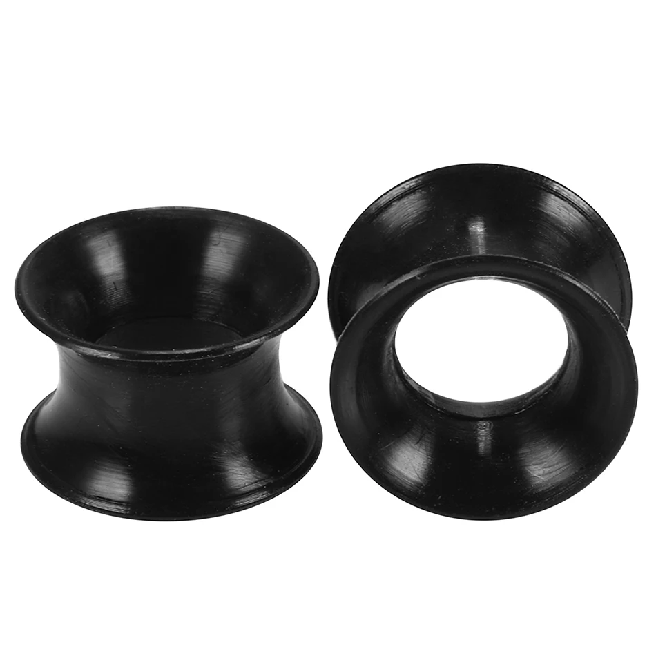 1 пара/лот, силиконовые гибкие тонкие тоннели для ушей, двойные расклешенные беруши, измерительные сережки, расширенные пирсинг, тоннель для тела, ювелирные изделия - Окраска металла: Black